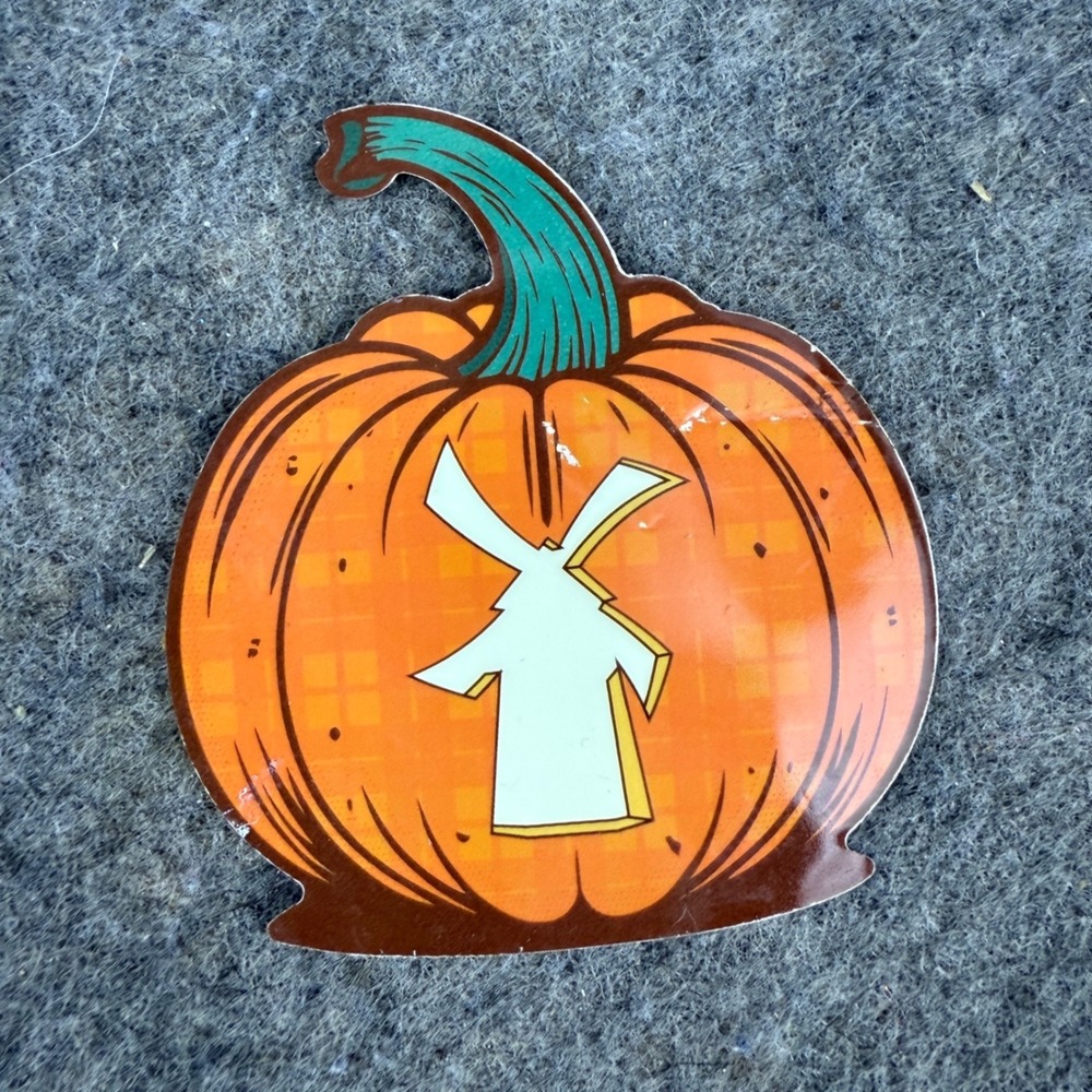 Dutch Bros Coffee Pumpkin Sticker Windmill Logo Orange Plaid Fall Decal RARE